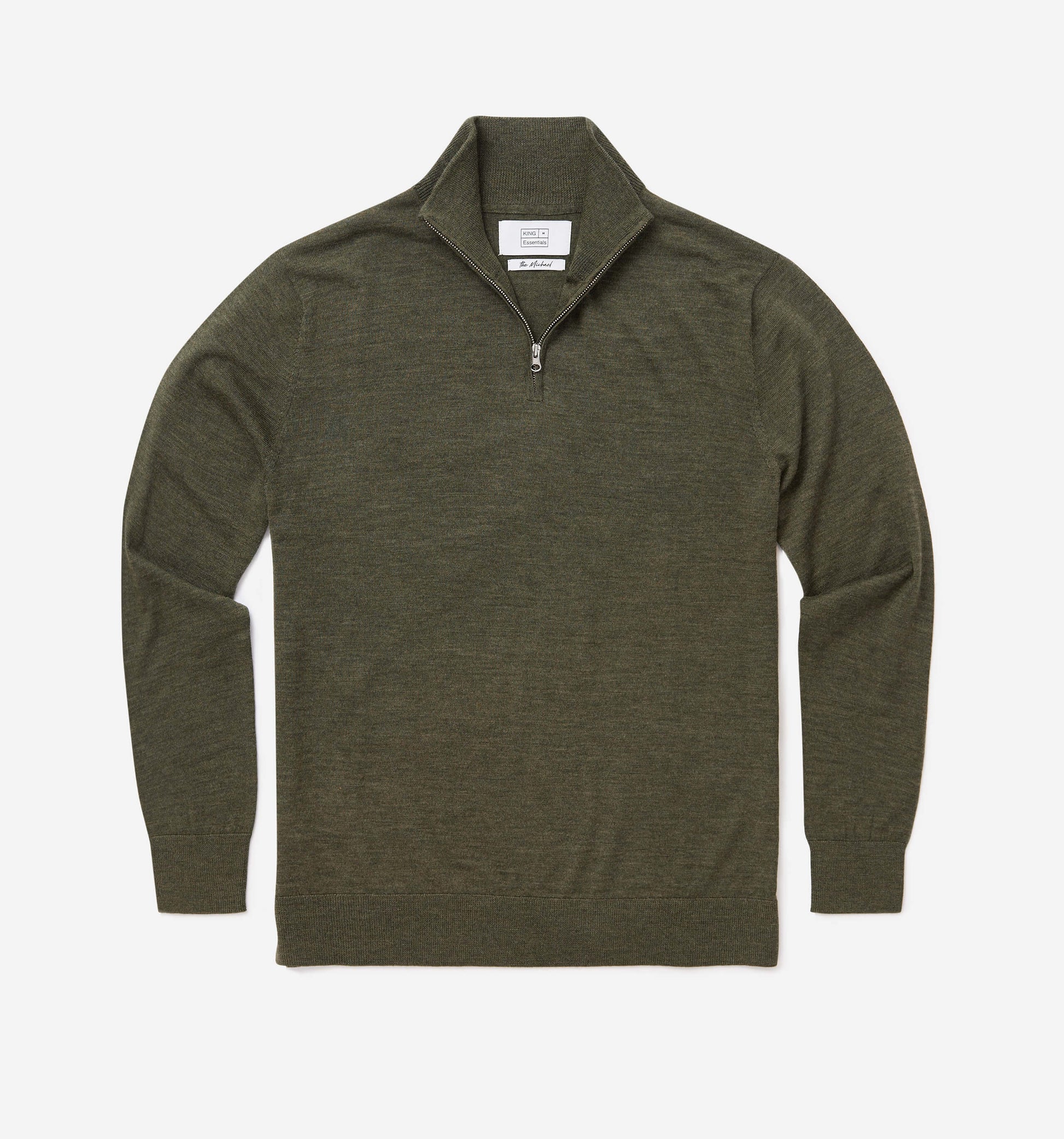 The Michael - Merino Wool Zip Mock In Army From King Essentials