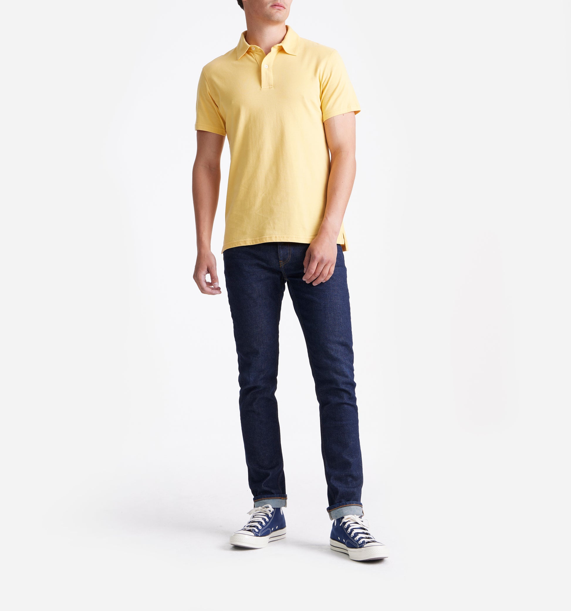 The James - Jersey Cotton Polo In Dark Yellow From King Essentials