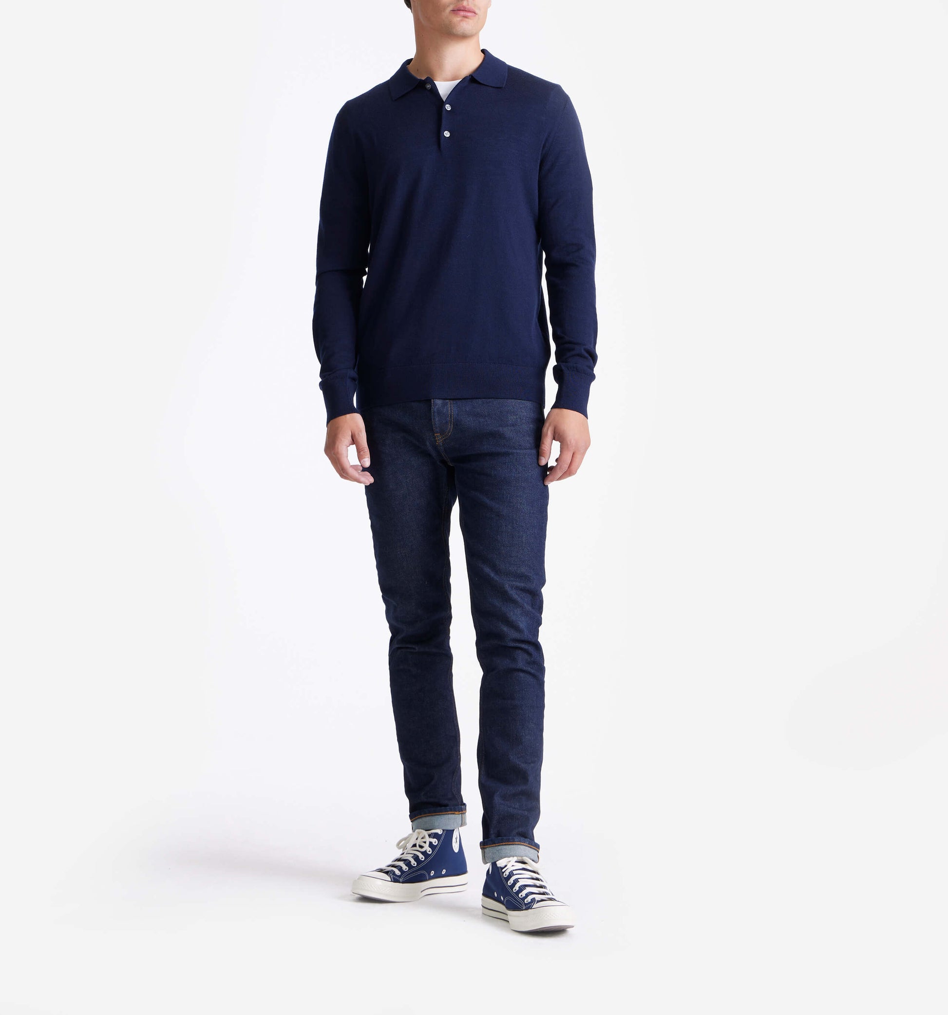 The Robert - Merino Wool Polo In Navy From King Essentials