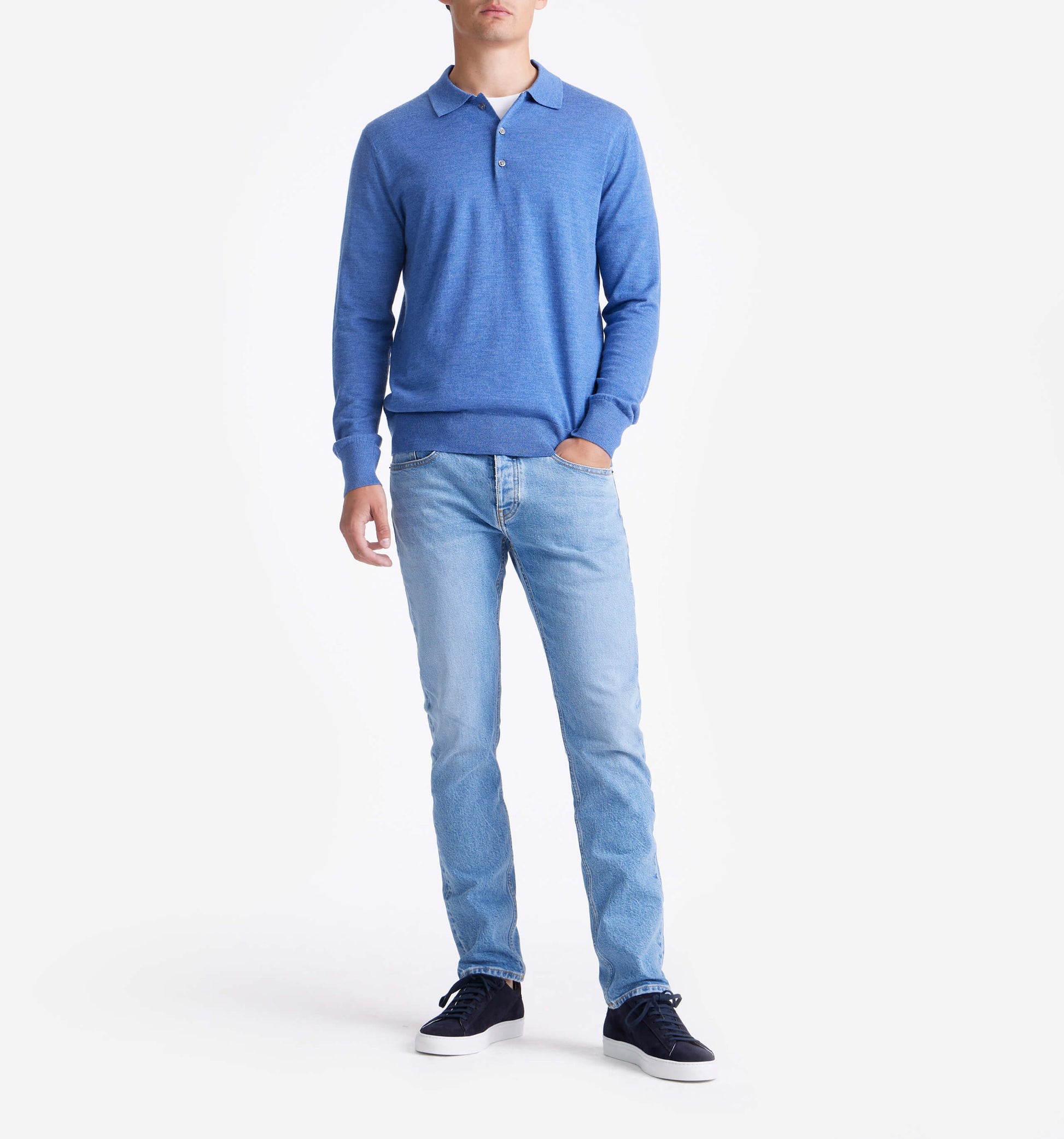 The Robert - Merino Wool Polo In Blue From King Essentials