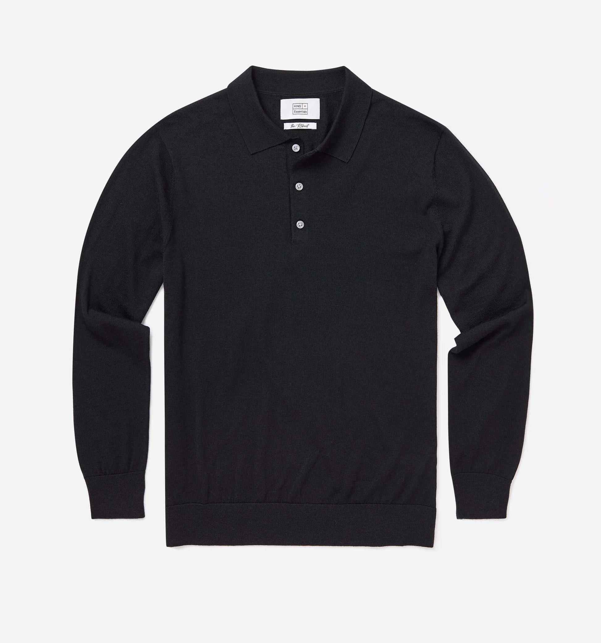 The Robert - Merino Wool Polo In Black From King Essentials