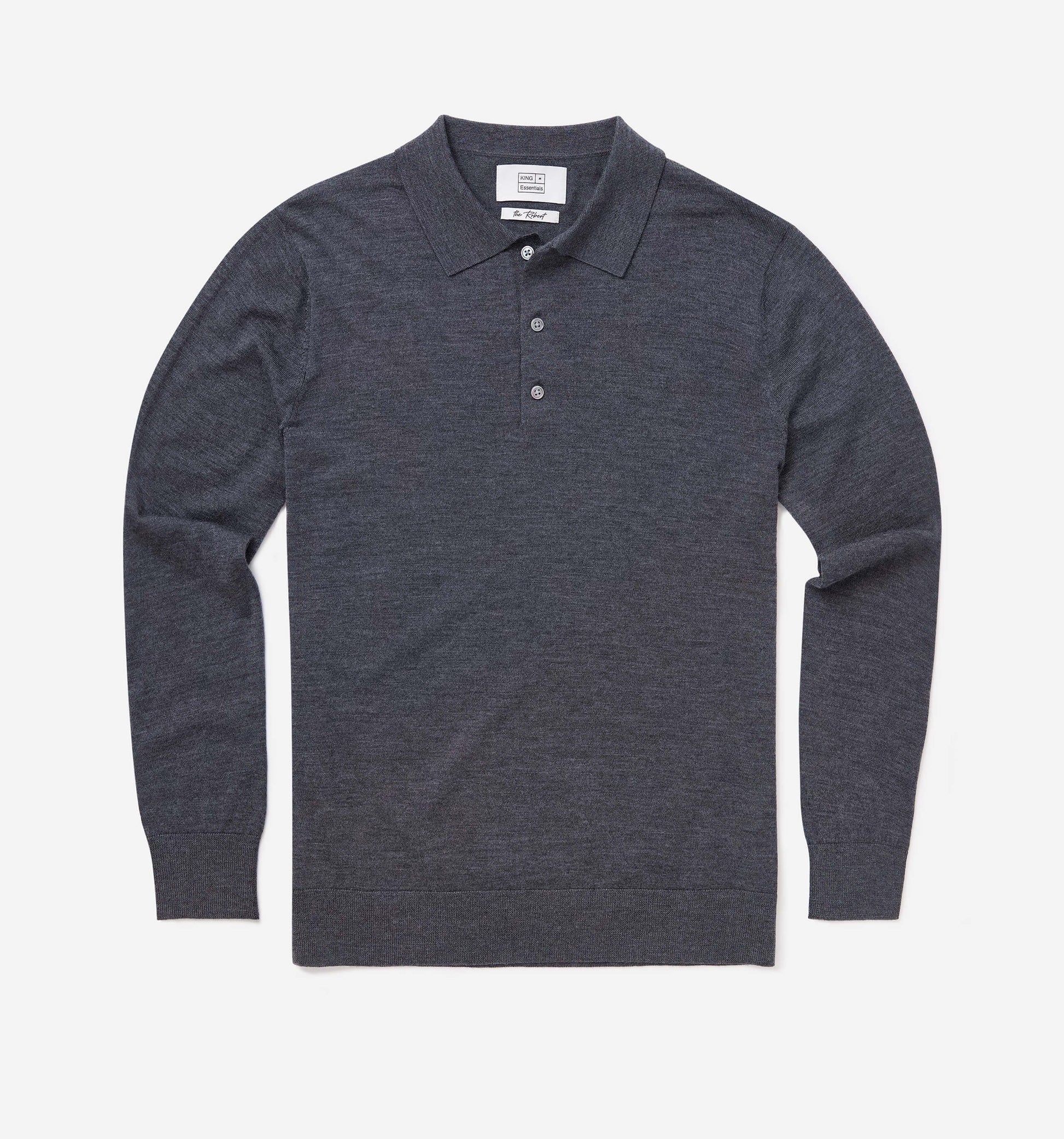 The Robert - Merino Wool Polo In Charcoal From King Essentials