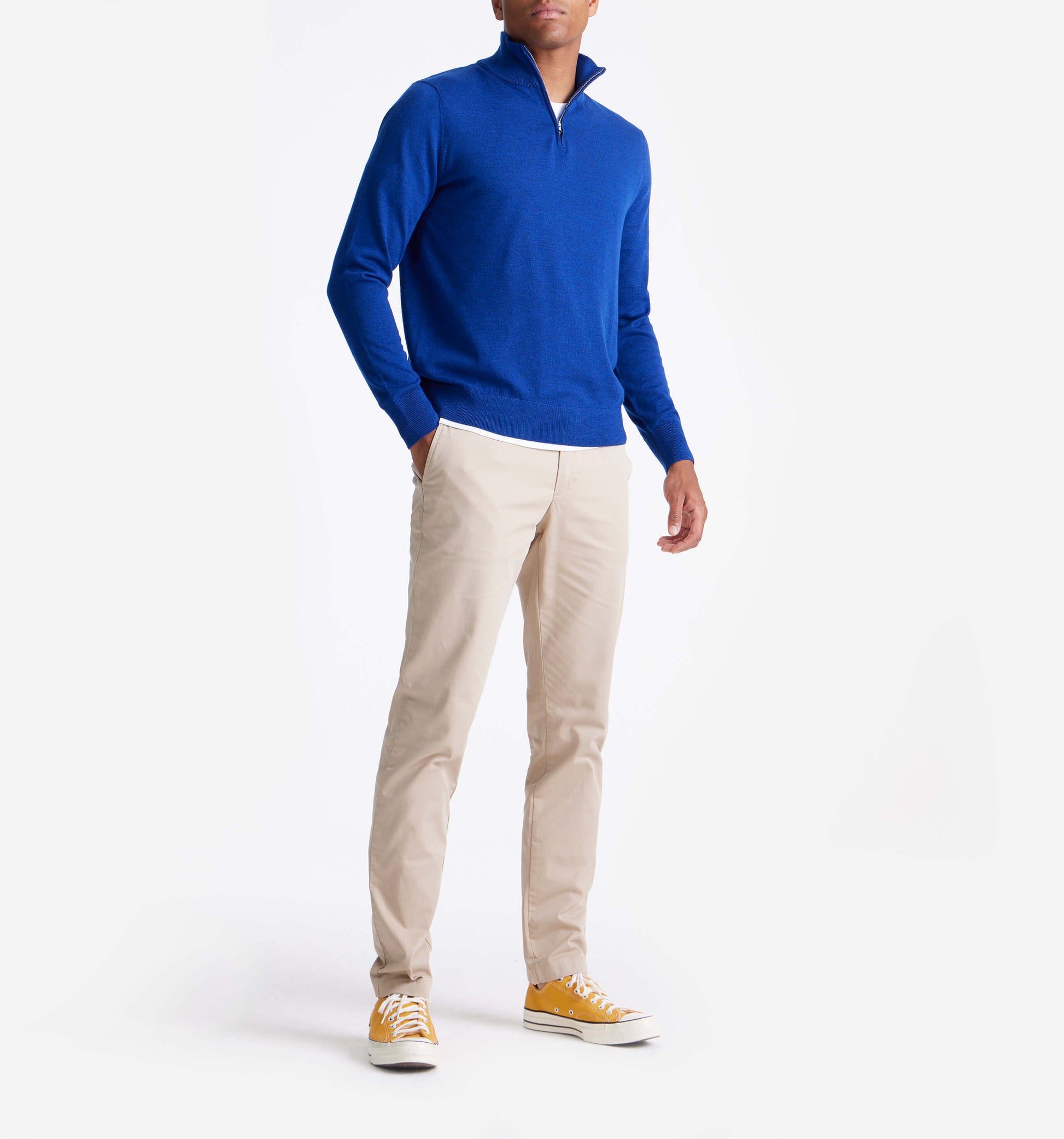 The Michael - Merino Wool Zip Mock In Royal Blue From King Essentials