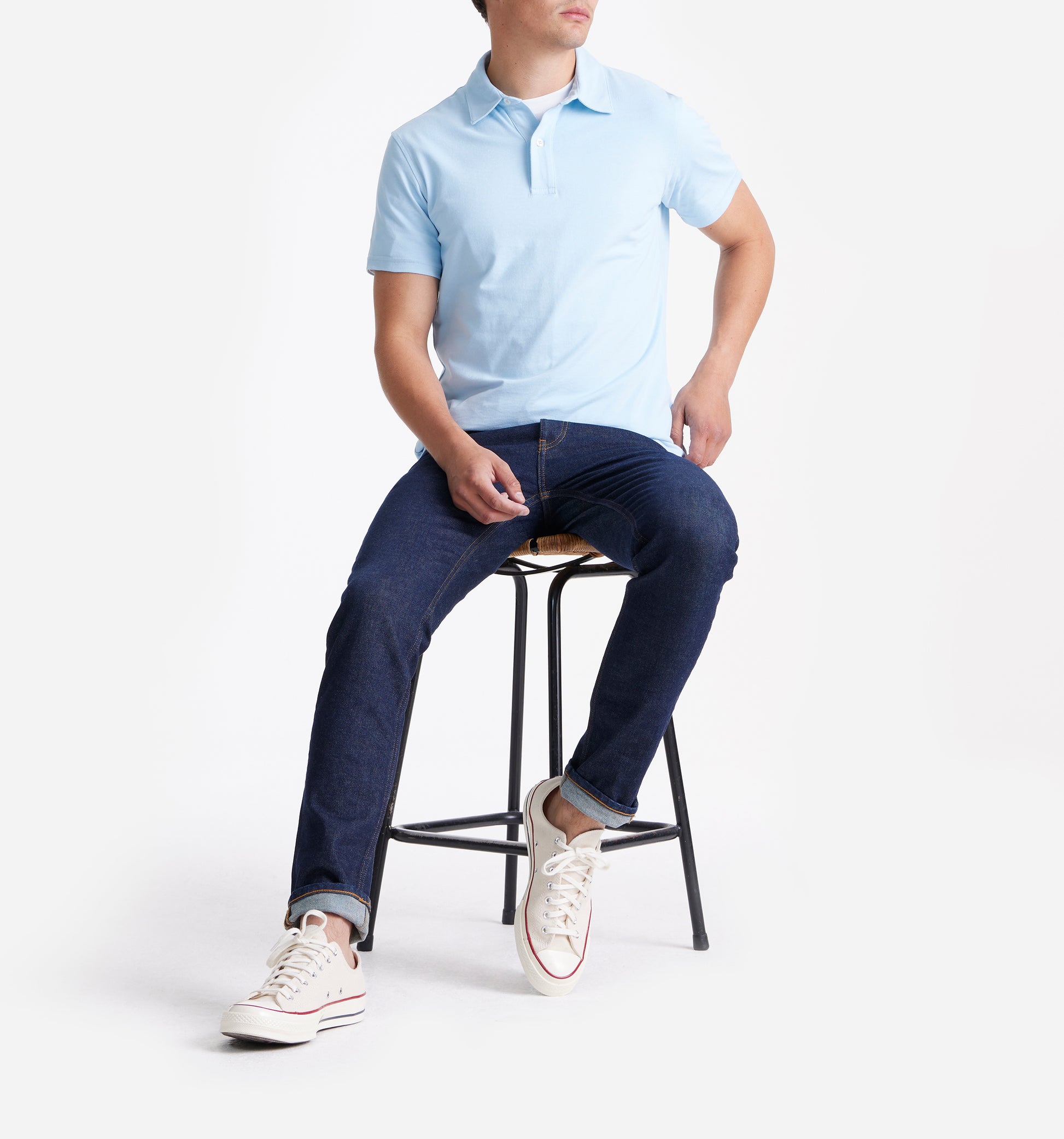 The James - Jersey Cotton Polo In Light Blue From King Essentials