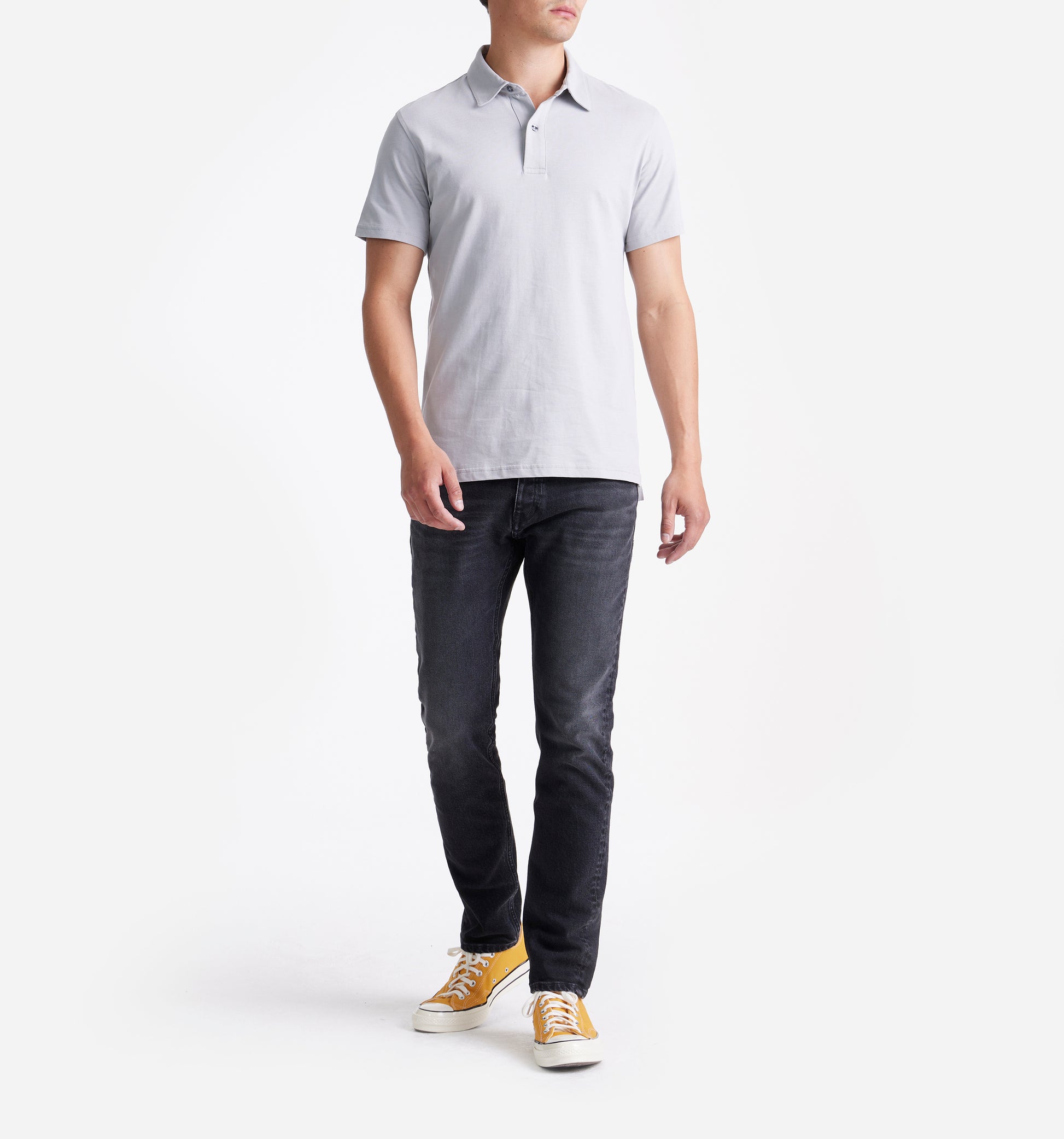 The James - Jersey Cotton Polo In Grey From King Essentials
