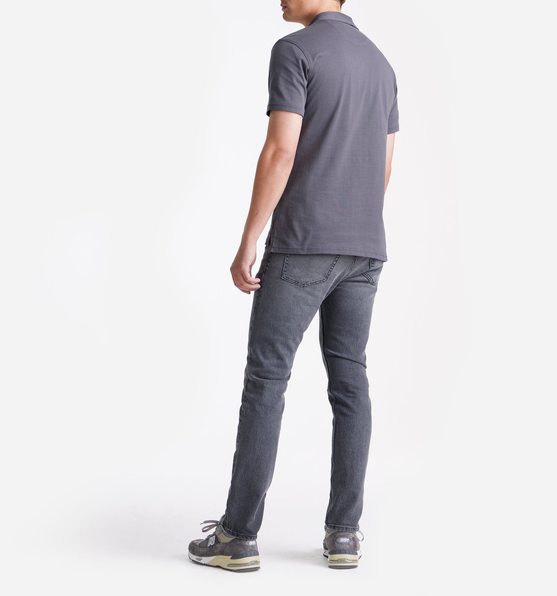 The James - Jersey Cotton Polo In Dark Grey From King Essentials