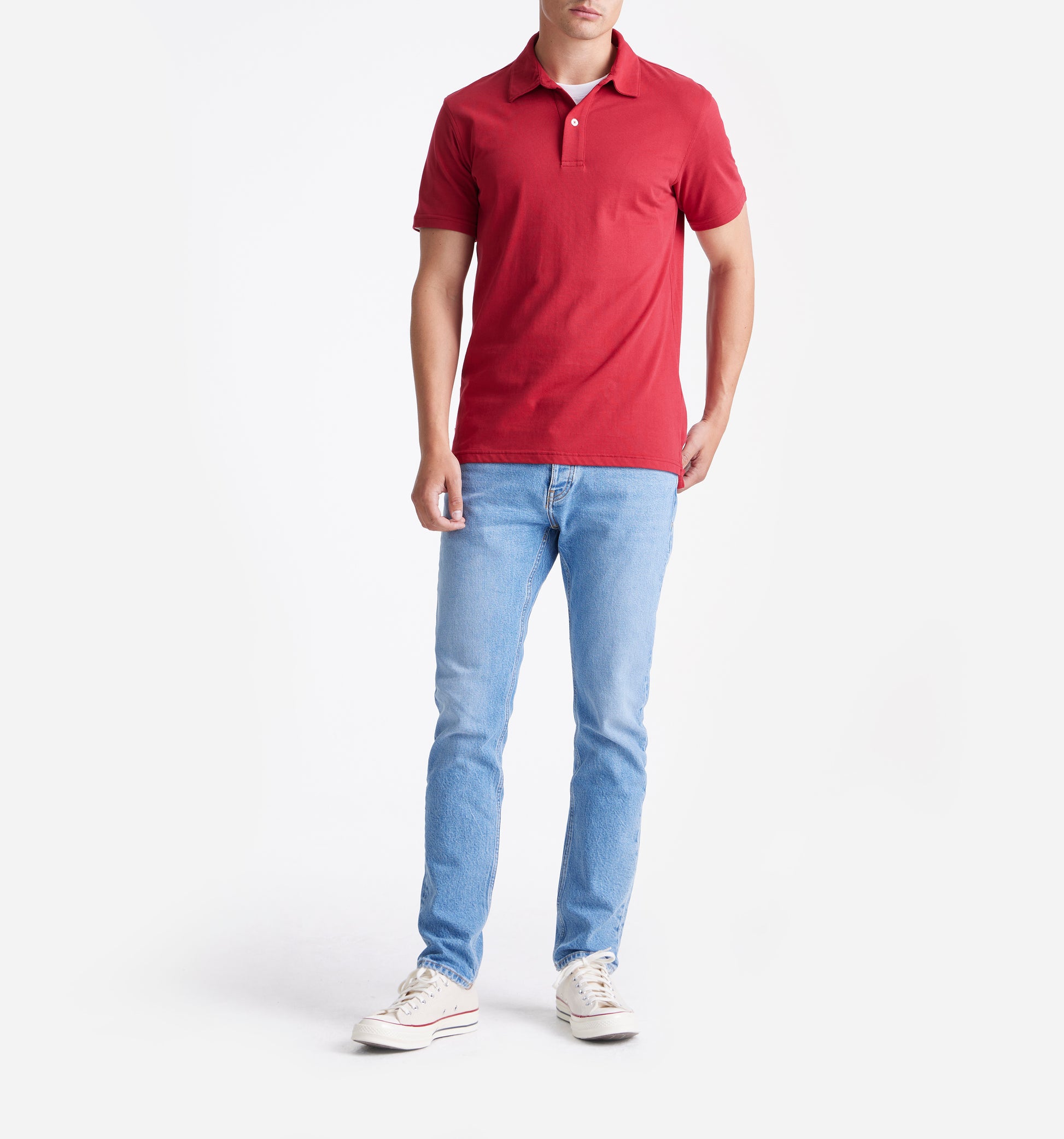 The James - Jersey Cotton Polo In Red From King Essentials