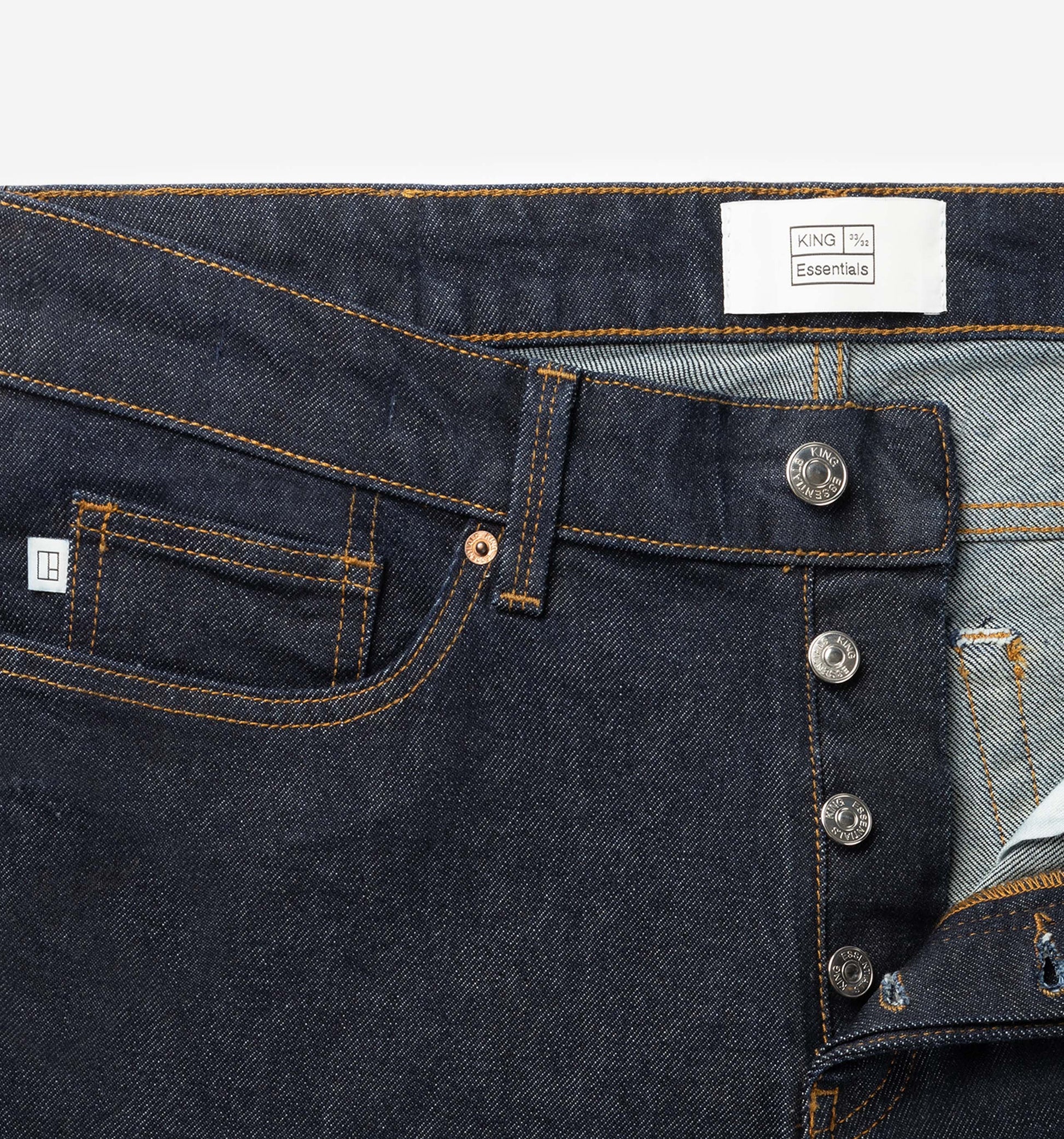 The Jason - Cotton-Stretch Dark Blue Jeans | Navy | King Essentials | Details