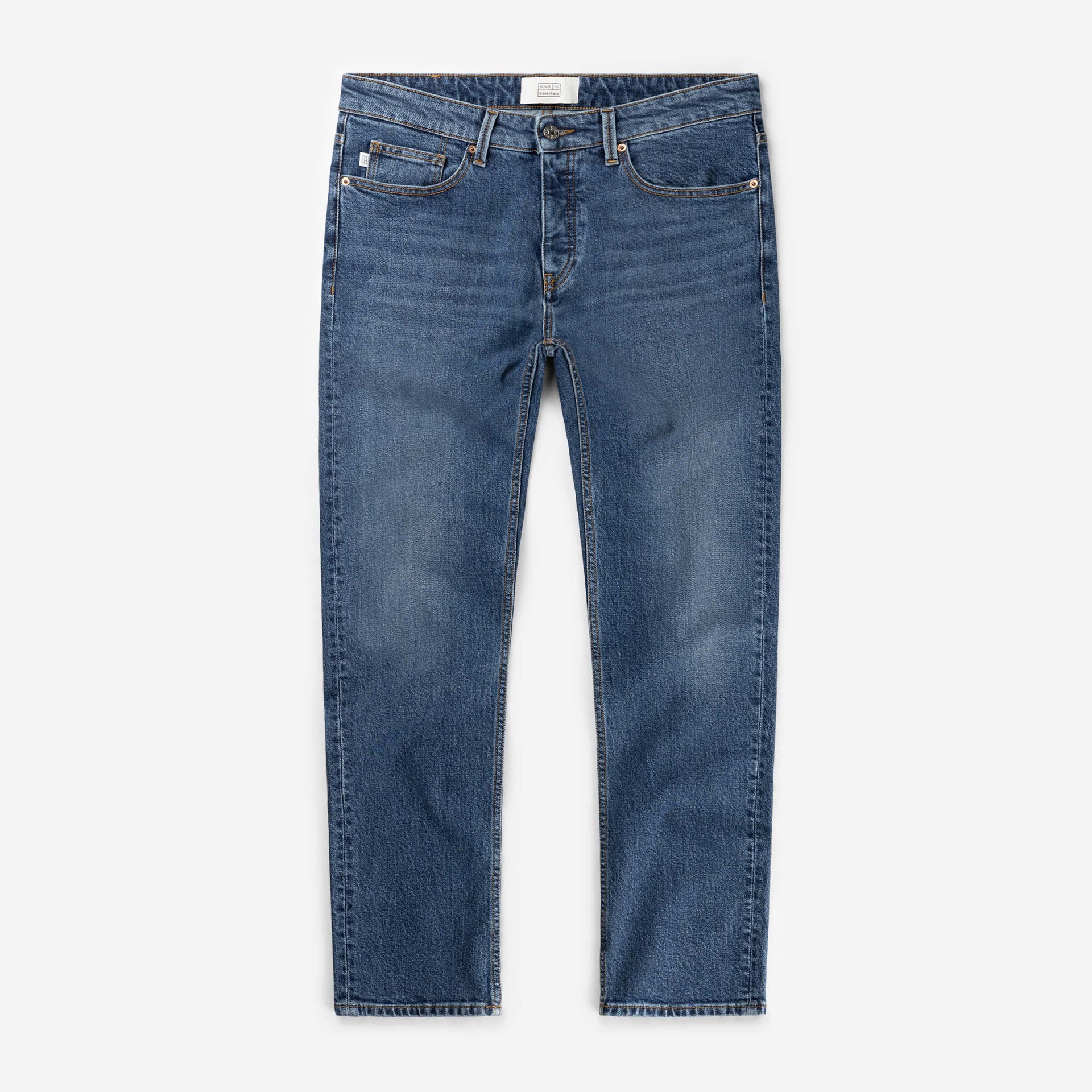 The Jason - Cotton-Stretch Mid Blue Jeans, Blue
