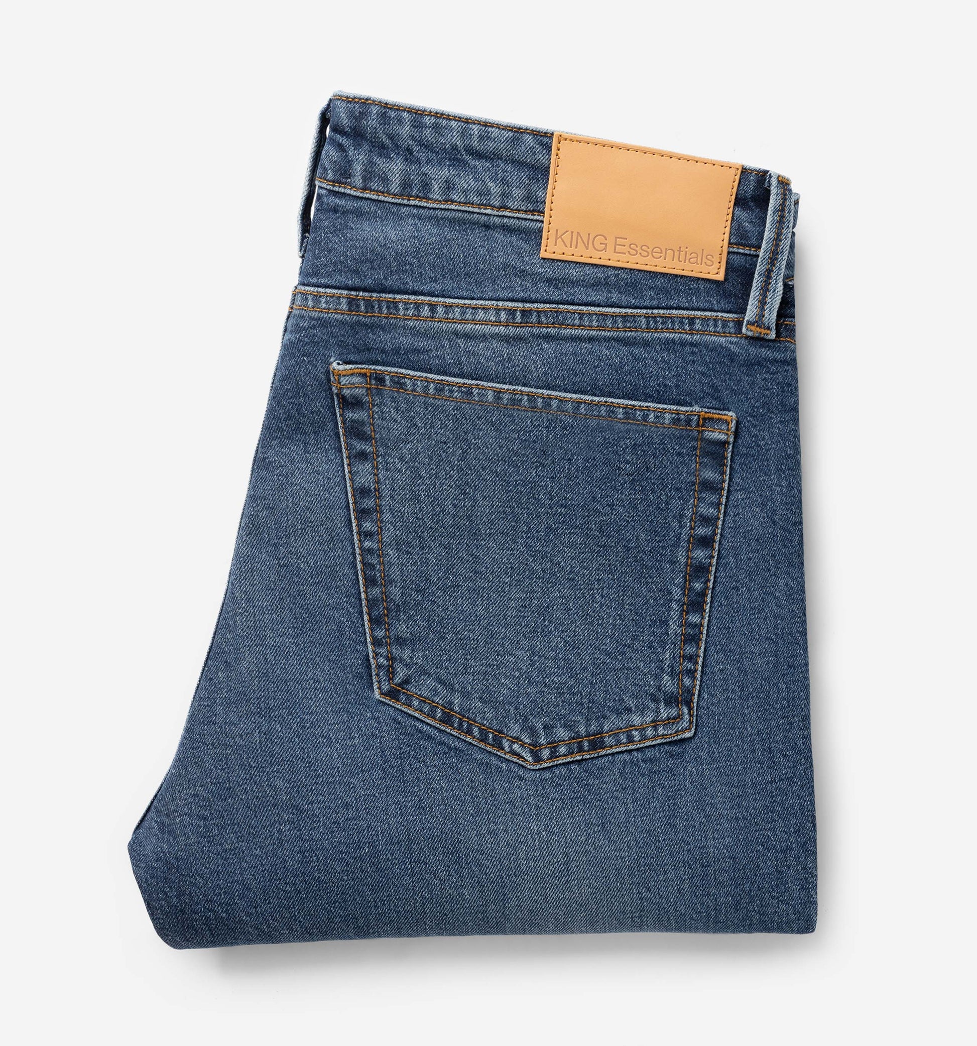 The Jason - Cotton-Stretch Mid Blue Jeans | Blue | King Essentials | Details