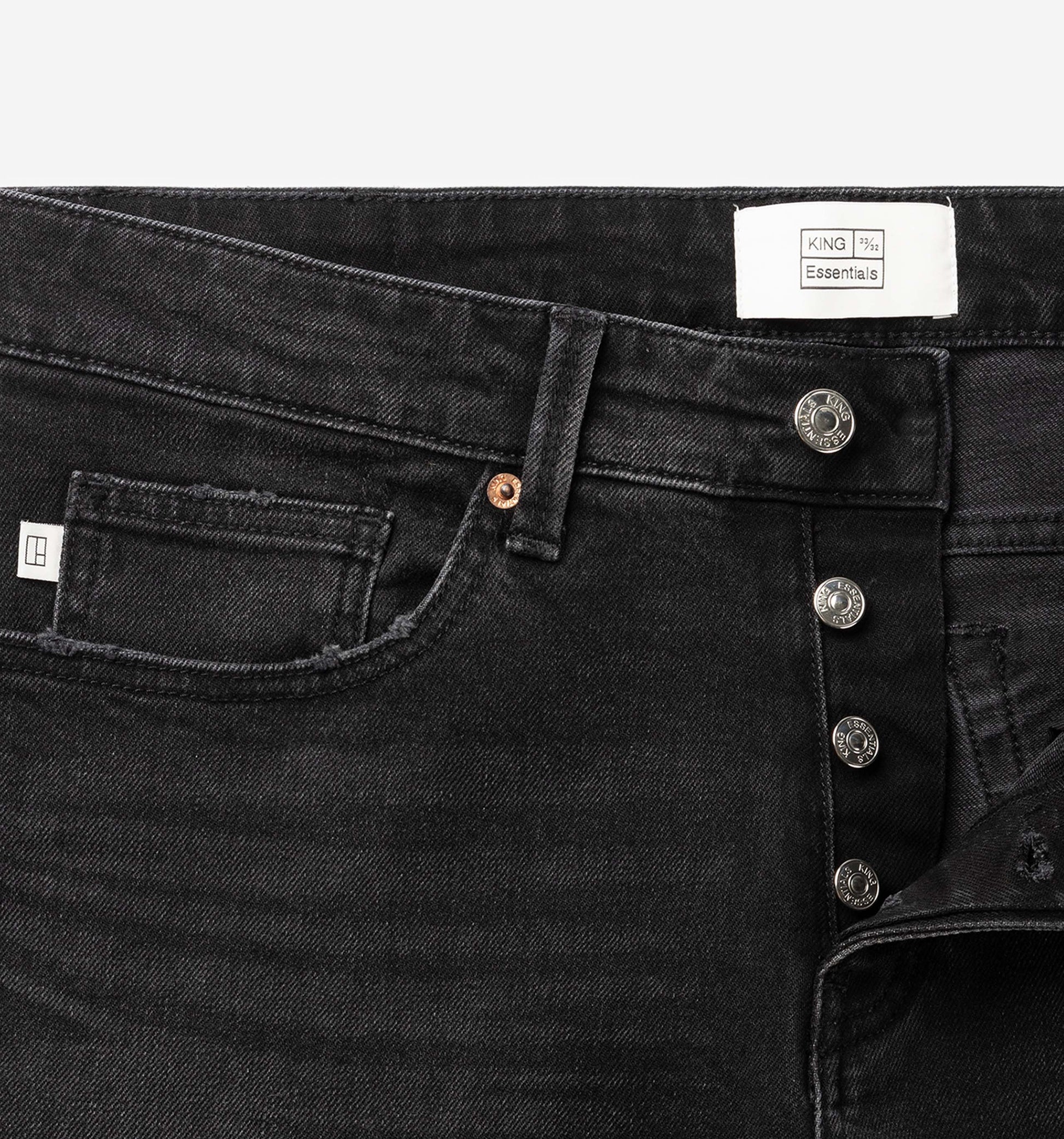 The Jason - Cotton-Stretch Black Wash Jeans | Black | King Essentials | Details